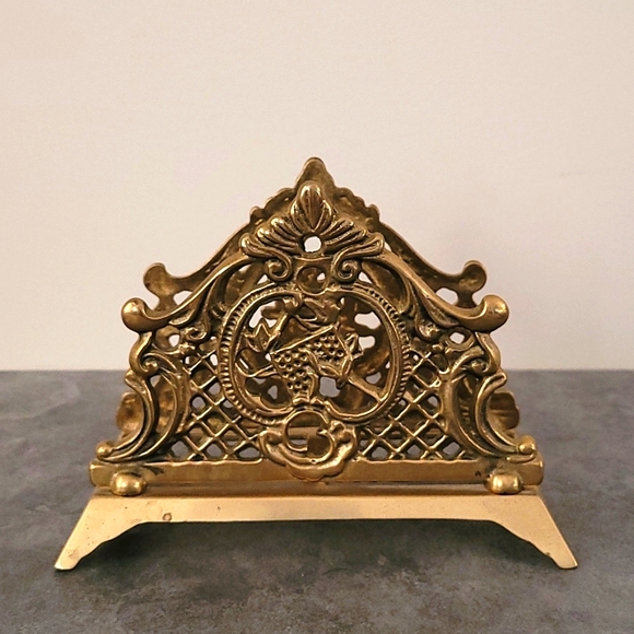 VTG Brass Letter  holder, Napkin Holder, Stationary Organizer - Picture 3 of 4